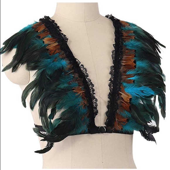 ‘CERSEI’ Caged Feather Harness Bra - Picture 3 of 4